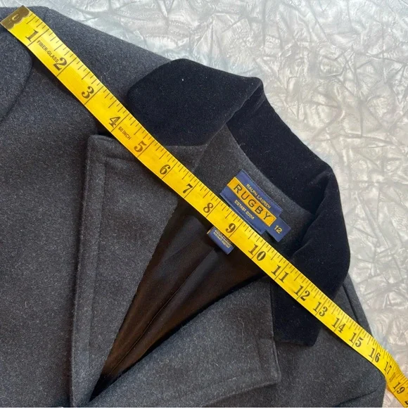 STUNNING vintage Ralph Lauren Rugby Black Long Single-Breasted Tailored Coat - Picture 16 of 16